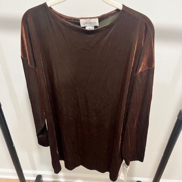 Vantana Metallic Brown Long Sleeve Top - Picture 1 of 9